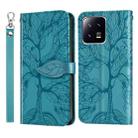 For Xiaomi 13 Life Tree Embossing Pattern Leather Phone Case(Blue) - 1