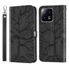 For Xiaomi 13 Pro Life Tree Embossing Pattern Leather Phone Case(Black) - 1