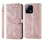 For Xiaomi 13 Pro Life Tree Embossing Pattern Leather Phone Case(Rose Gold) - 1