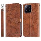 For Xiaomi 13 Pro Life Tree Embossing Pattern Leather Phone Case(Brown) - 1