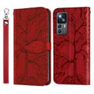 For Xiaomi 12T Life Tree Embossing Pattern Leather Phone Case(Red) - 1