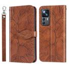 For Xiaomi 12T Life Tree Embossing Pattern Leather Phone Case(Brown) - 1