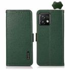 For Motorola Moto X40 Pro KHAZNEH Side-Magnetic Litchi Genuine Leather RFID Phone Case(Green) - 1