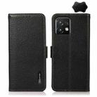 For Motorola Moto X40 Pro KHAZNEH Side-Magnetic Litchi Genuine Leather RFID Phone Case(Black) - 1