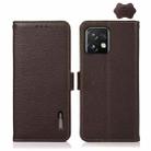 For Motorola Moto X40 Pro KHAZNEH Side-Magnetic Litchi Genuine Leather RFID Phone Case(Brown) - 1