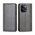 For OPPO Reno9 5G / Reno9 Pro 5G Grid Texture Magnetic Flip Leather Phone Case(Grey) - 1