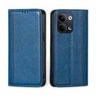 For OPPO Reno9 5G / Reno9 Pro 5G Grid Texture Magnetic Flip Leather Phone Case(Blue) - 1