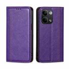 For OPPO Reno9 5G / Reno9 Pro 5G Grid Texture Magnetic Flip Leather Phone Case(Purple) - 1