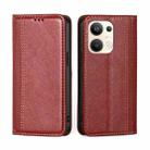 For OPPO Reno9 Pro+ 5G Grid Texture Magnetic Flip Leather Phone Case(Red) - 1