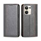 For OPPO Reno9 Pro+ 5G Grid Texture Magnetic Flip Leather Phone Case(Grey) - 1