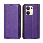 For OPPO Reno9 Pro+ 5G Grid Texture Magnetic Flip Leather Phone Case(Purple) - 1