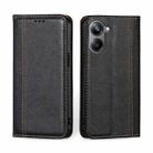 For Realme 10 Pro 5G Grid Texture Magnetic Flip Leather Phone Case(Black) - 1