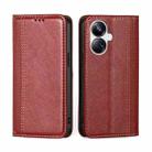 For Realme 10 Pro+ 5G Grid Texture Magnetic Flip Leather Phone Case(Red) - 1