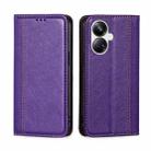 For Realme 10 Pro+ 5G Grid Texture Magnetic Flip Leather Phone Case(Purple) - 1