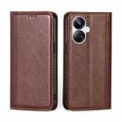 For Realme 10 Pro+ 5G Grid Texture Magnetic Flip Leather Phone Case(Brown) - 1