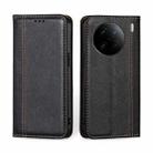 For vivo X90 Pro 5G Grid Texture Magnetic Flip Leather Phone Case(Black) - 1