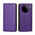 For vivo X90 Pro 5G Grid Texture Magnetic Flip Leather Phone Case(Purple) - 1