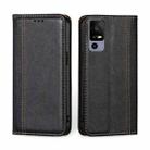 For TCL 40R 5G Grid Texture Magnetic Flip Leather Phone Case(Black) - 1