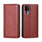 For TCL 40R 5G Grid Texture Magnetic Flip Leather Phone Case(Red) - 1