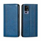 For TCL 40R 5G Grid Texture Magnetic Flip Leather Phone Case(Blue) - 1