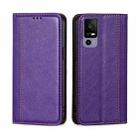 For TCL 40R 5G Grid Texture Magnetic Flip Leather Phone Case(Purple) - 1