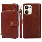 For OPPO Reno9 Pro+ 5G Zipper Bag Leather Phone Case(Brown) - 1