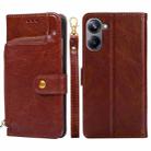 For Realme 10 Pro 5G Zipper Bag Leather Phone Case(Brown) - 1