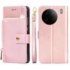 For vivo X90 Pro 5G Zipper Bag Leather Phone Case(Rose Gold) - 1