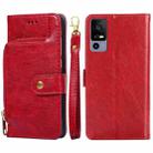 For TCL 40R 5G Zipper Bag Leather Phone Case(Red) - 1