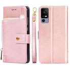 For TCL 40R 5G Zipper Bag Leather Phone Case(Rose Gold) - 1