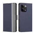 For OPPO Reno9 5G / Reno9 Pro 5G Twill Texture Side Button Leather Phone Case(Blue) - 1