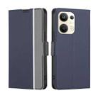 For OPPO Reno9 Pro+ 5G Twill Texture Side Button Leather Phone Case(Blue) - 1