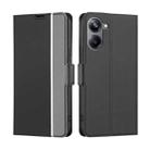 For Realme 10 Pro 5G Twill Texture Side Button Leather Phone Case(Black) - 1