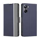 For Realme 10 Pro 5G Twill Texture Side Button Leather Phone Case(Blue) - 1