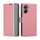 For Realme 10 Pro 5G Twill Texture Side Button Leather Phone Case(Pink) - 1