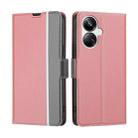 For Realme 10 Pro+ 5G Twill Texture Side Button Leather Phone Case(Pink) - 1