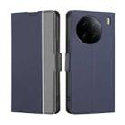 For vivo X90 Pro 5G Twill Texture Side Button Leather Phone Case(Blue) - 1