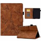 For Amazon Kindle Paperwhite 4/3/2/1 Tower Embossed Leather Smart Tablet Case(Brown) - 1