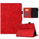 For Amazon Kindle Paperwhite 4/3/2/1 Tower Embossed Leather Smart Tablet Case(Red) - 1