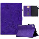 For Lenovo M10 Plus Tower Embossed Leather Smart Tablet Case(Purple) - 1