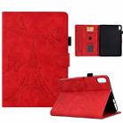 For Lenovo Tab P11 Tower Embossed Leather Smart Tablet Case(Red) - 1