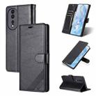 For Honor 80 Pro AZNS Sheepskin Texture Flip Leather Phone Case(Black) - 1