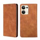 For OPPO Reno9 Pro+ 5G Skin Feel Magnetic Horizontal Flip Leather Phone Case(Light Brown) - 1