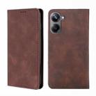 For Realme 10 Pro 5G Skin Feel Magnetic Horizontal Flip Leather Phone Case(Dark Brown) - 1