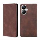 For Realme 10 Pro+ 5G Skin Feel Magnetic Horizontal Flip Leather Phone Case(Dark Brown) - 1