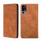 For TCL 40R 5G Skin Feel Magnetic Horizontal Flip Leather Phone Case(Light Brown) - 1