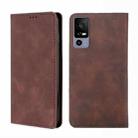 For TCL 40R 5G Skin Feel Magnetic Horizontal Flip Leather Phone Case(Dark Brown) - 1