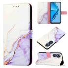 For Infinix Hot 20 4G X6826 PT003 Marble Pattern Flip Leather Phone Case(White Purple) - 1