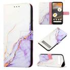 For Google Pixel 7a PT003 Marble Pattern Flip Leather Phone Case(White Purple) - 1