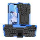 For Motorola Moto E22 Tire Texture TPU + PC Phone Case with Holder(Blue) - 1